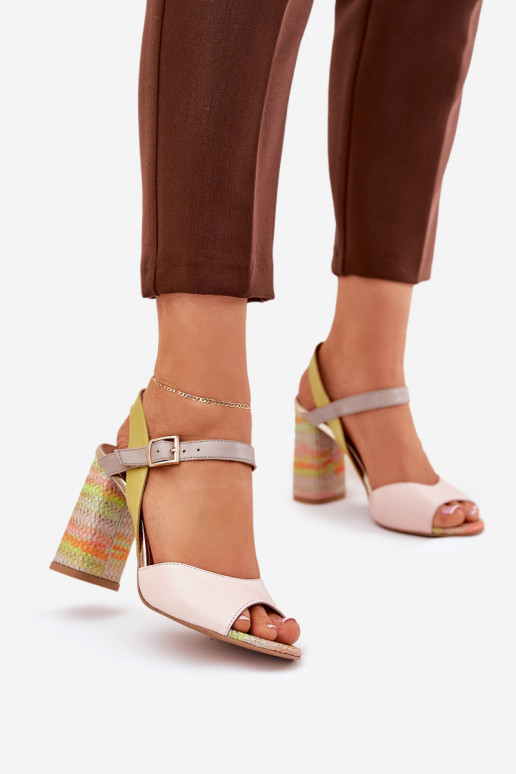 Leather Elegant High Heeled Sandals Laura Messi 2136 Multicolor Leather Elegant High Heeled Sandals Laura Messi 2136 Multicolor