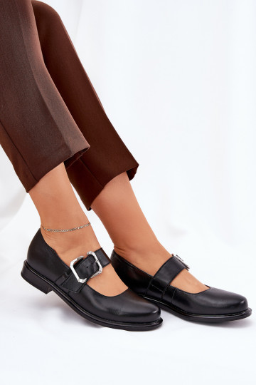 Leather Women's Shoes With Buckle Laura 2980 Black