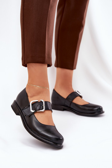 Leather Women's Shoes With Buckle Laura 2980 Black 2