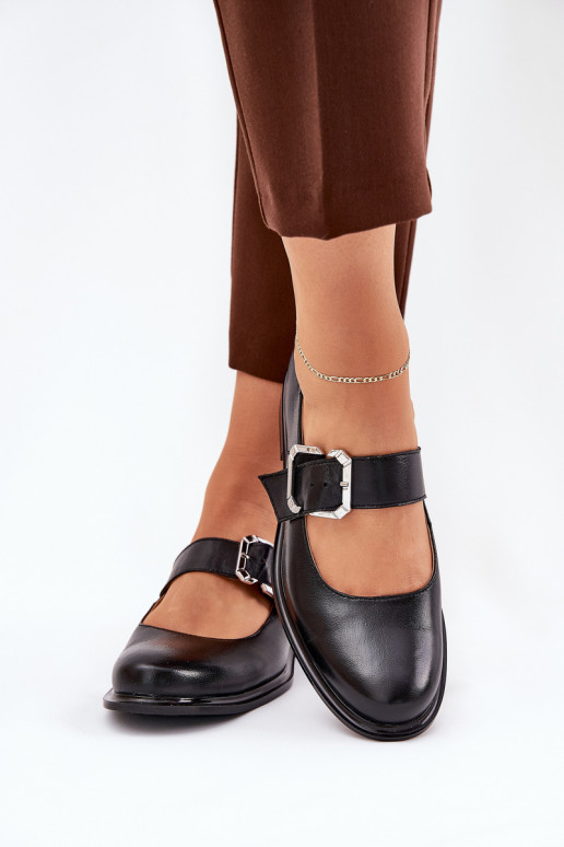 Leather Women's Shoes With Buckle Laura 2980 Black