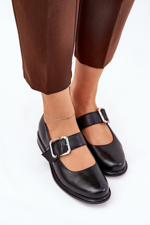Leather Women's Shoes With Buckle Laura 2980 Black