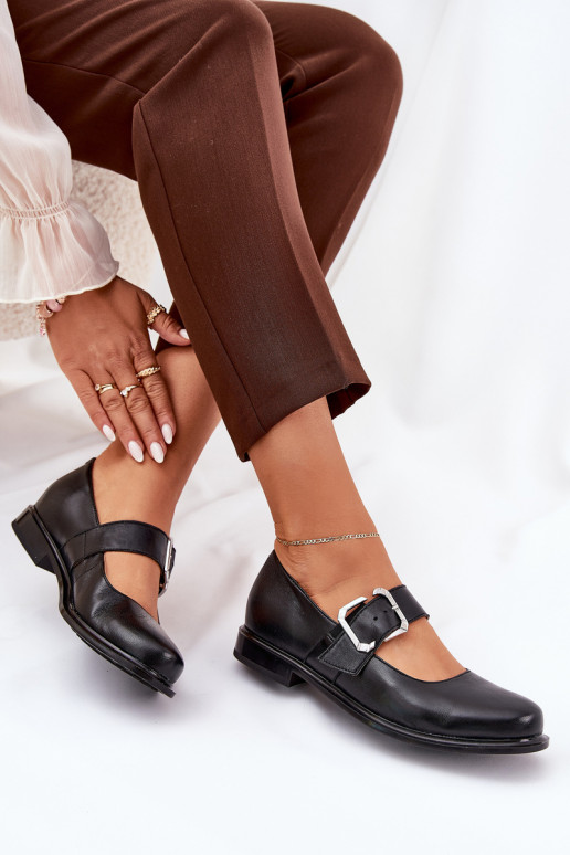 Leather Women's Shoes With Buckle Laura 2980 Black