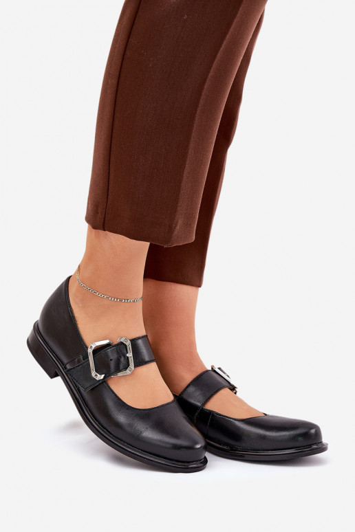 Leather Women's Shoes With Buckle Laura 2980 Black