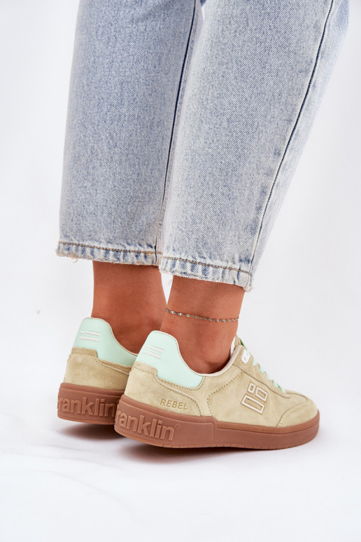 Zamszowe Buty Sportowe Sneakersy Damskie D.Franklin DFSH387005 Limonkowe