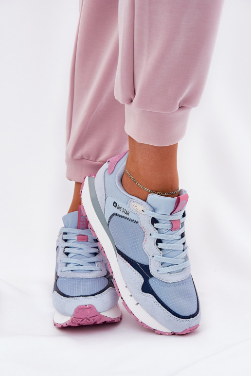 Suede Lightweight Sports Shoes Women Big Star RR274236 HI-POLY SYSTEM Blue