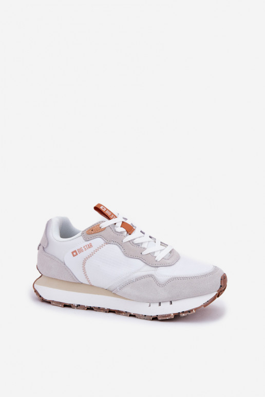 Zamszowe Lekkie Buty Sportowe Damskie Big Star RR274235 HI-POLY SYSTEM Beżowe