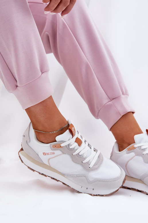 Zamszowe Lekkie Buty Sportowe Damskie Big Star RR274235 HI-POLY SYSTEM Beżowe