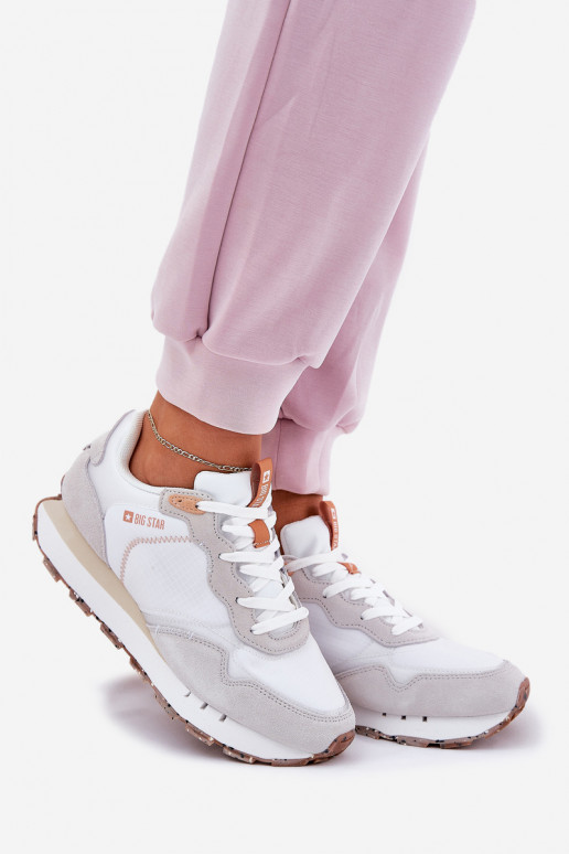 Suede Lightweight Women's Sports Shoes Big Star RR274235 HI-POLY SYSTEM Beige