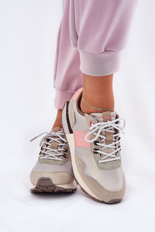 Zamszowe Sneakersy Damskie Big Star RR274243 HI-POLY SYSTEM Szaro-Różowe