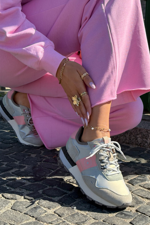 Women's Suede Sneakers Big Star RR274243 HI-POLY SYSTEM Gray-Pink Women's Suede Sneakers Big Star RR274243 HI-POLY SYSTEM Gray-Pink