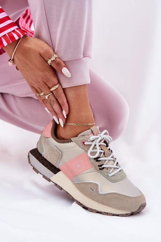Women's Suede Sneakers Big Star RR274243 HI-POLY SYSTEM Gray-Pink Women's Suede Sneakers Big Star RR274243 HI-POLY SYSTEM Gray-Pink
