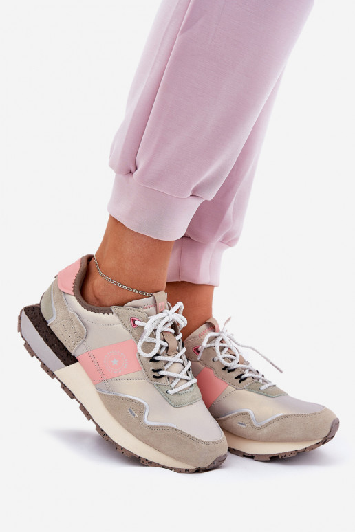 Women's Suede Sneakers Big Star RR274243 HI-POLY SYSTEM Gray-Pink Women's Suede Sneakers Big Star RR274243 HI-POLY SYSTEM Gray-Pink