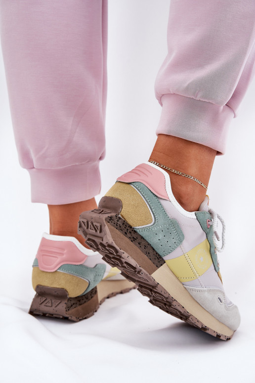 Women's Suede Sneakers Big Star RR274244 HI-POLY SYSTEM Gray-Yellow Women's Suede Sneakers Big Star RR274244 HI-POLY SYSTEM Gray-Yellow