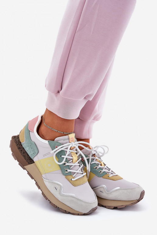 Women's Suede Sneakers Big Star RR274244 HI-POLY SYSTEM Gray-Yellow Women's Suede Sneakers Big Star RR274244 HI-POLY SYSTEM Gray-Yellow