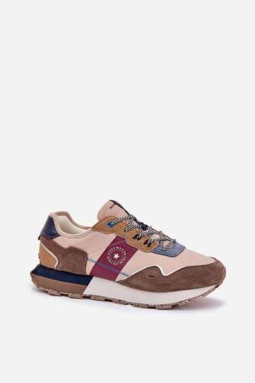Zamszowe Sneakersy Męskie Na Platformie Big Star RR174475 Hi-Poly System Beżowe