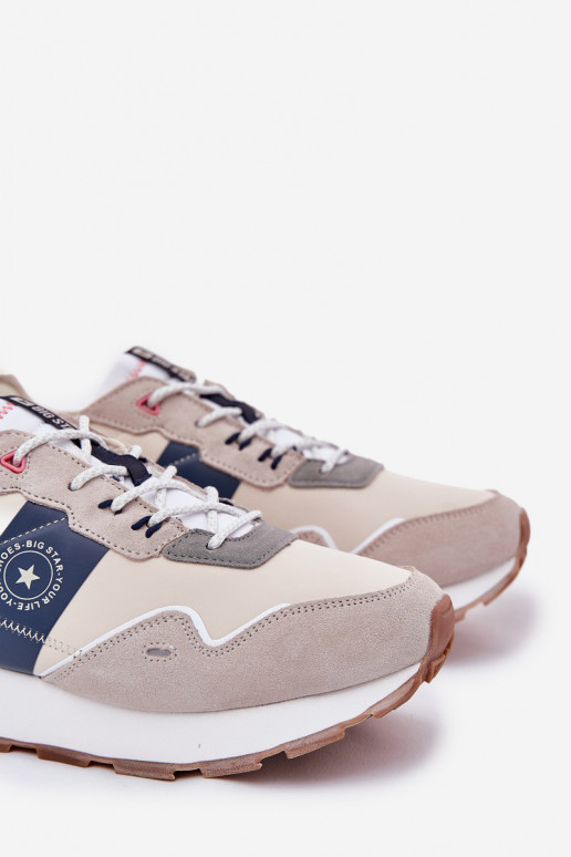 Zamszowe Sneakersy Męskie Na Platformie Big Star RR174471 Hi-Poly System Szare