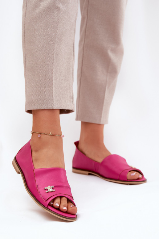 Leather Elegant Ballerinas With Open Toes Zazoo 1865 Fuchsia Leather Elegant Ballerinas With Open Toes Zazoo 1865 Fuchsia