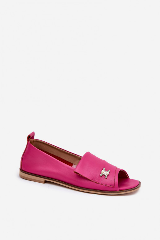 Leather Elegant Ballerinas With Open Toes Zazoo 1865 Fuchsia Leather Elegant Ballerinas With Open Toes Zazoo 1865 Fuchsia