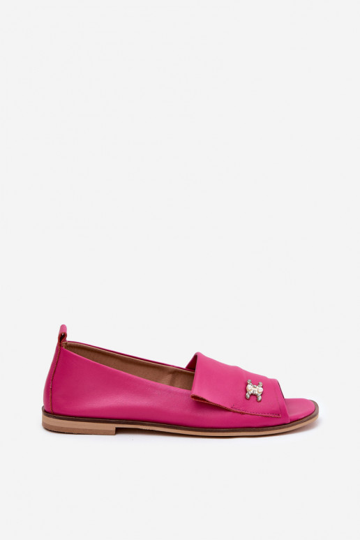 Leather Elegant Ballerinas With Open Toes Zazoo 1865 Fuchsia Leather Elegant Ballerinas With Open Toes Zazoo 1865 Fuchsia