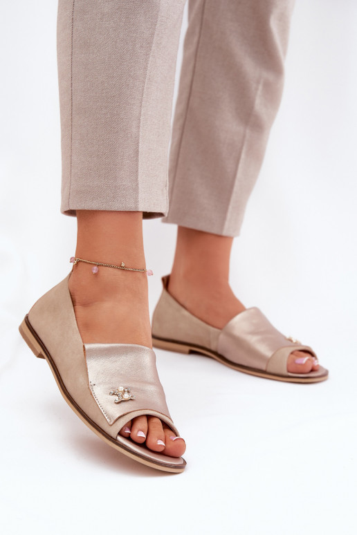 Leather Elegant Ballet Flats With Open Toes Beige Zazoo 1865 Leather Elegant Ballet Flats With Open Toes Beige Zazoo 1865