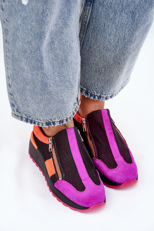 Skórzane Sneakersy Na Koturnie Maciejka 06853-15 Czarne