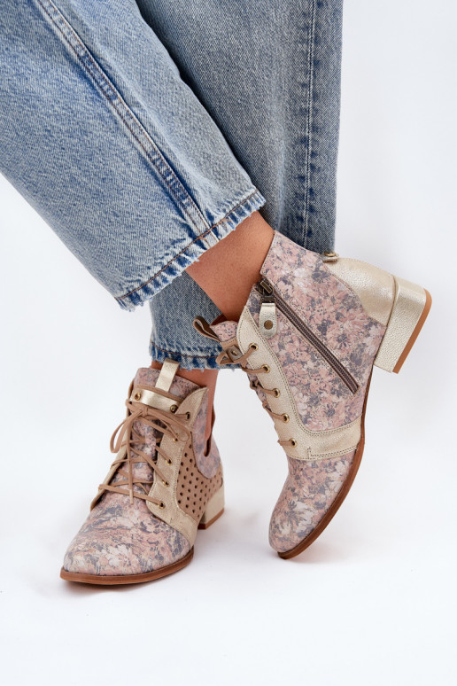 Leather Ankle Boots Maciejka 05541-04 Beige-Gold Leather Ankle Boots Maciejka 05541-04 Beige-Gold