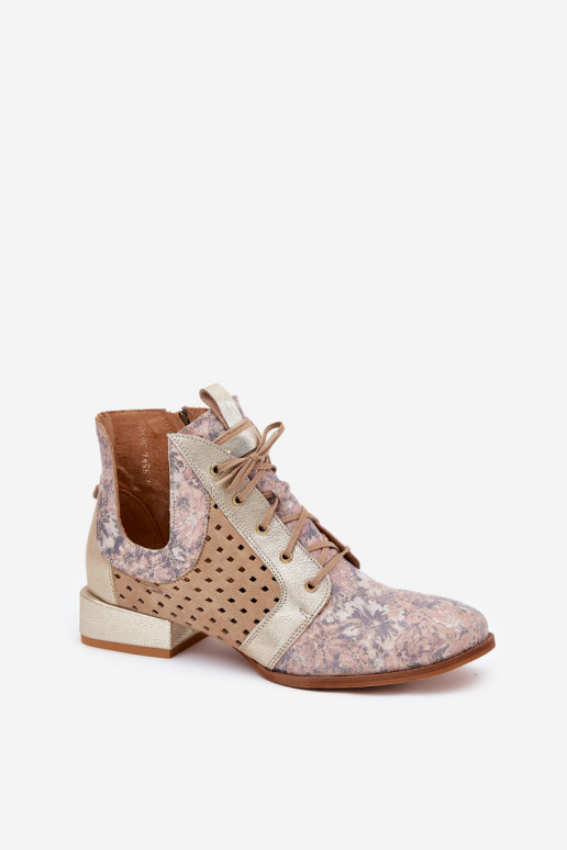 Leather Ankle Boots Maciejka 05541-04 Beige-Gold Leather Ankle Boots Maciejka 05541-04 Beige-Gold