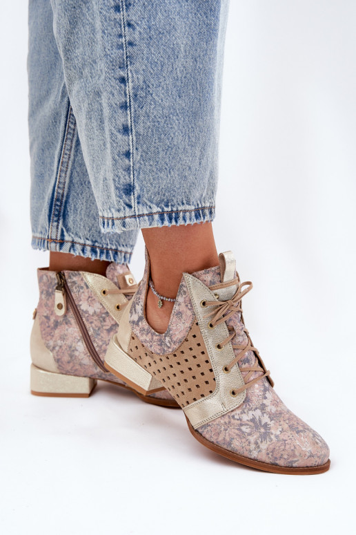 Leather Ankle Boots Maciejka 05541-04 Beige-Gold Leather Ankle Boots Maciejka 05541-04 Beige-Gold