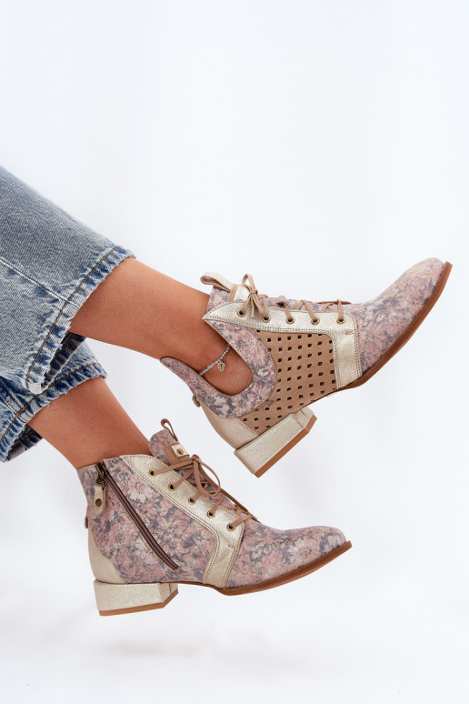 Leather Ankle Boots Maciejka 05541-04 Beige-Gold Leather Ankle Boots Maciejka 05541-04 Beige-Gold