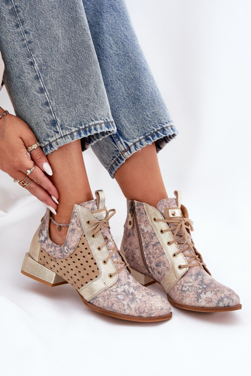 Leather Ankle Boots Maciejka 05541-04 Beige-Gold Leather Ankle Boots Maciejka 05541-04 Beige-Gold
