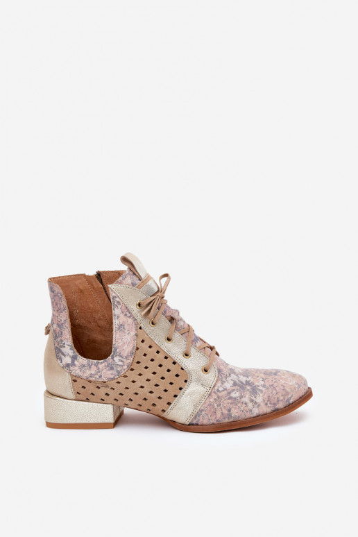 Leather Ankle Boots Maciejka 05541-04 Beige-Gold Leather Ankle Boots Maciejka 05541-04 Beige-Gold