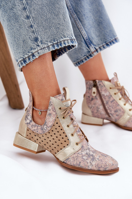 Leather Ankle Boots Maciejka 05541-04 Beige-Gold Leather Ankle Boots Maciejka 05541-04 Beige-Gold