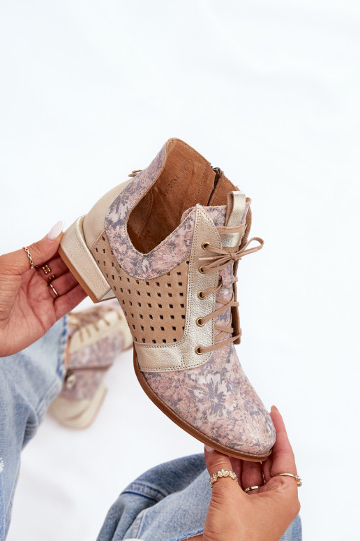 Leather Ankle Boots Maciejka 05541-04 Beige-Gold Leather Ankle Boots Maciejka 05541-04 Beige-Gold