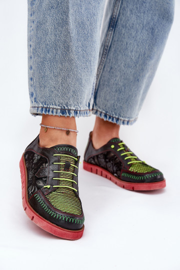 Leather Women's Shoes Patterned Maciejka 06784-20 Black 2