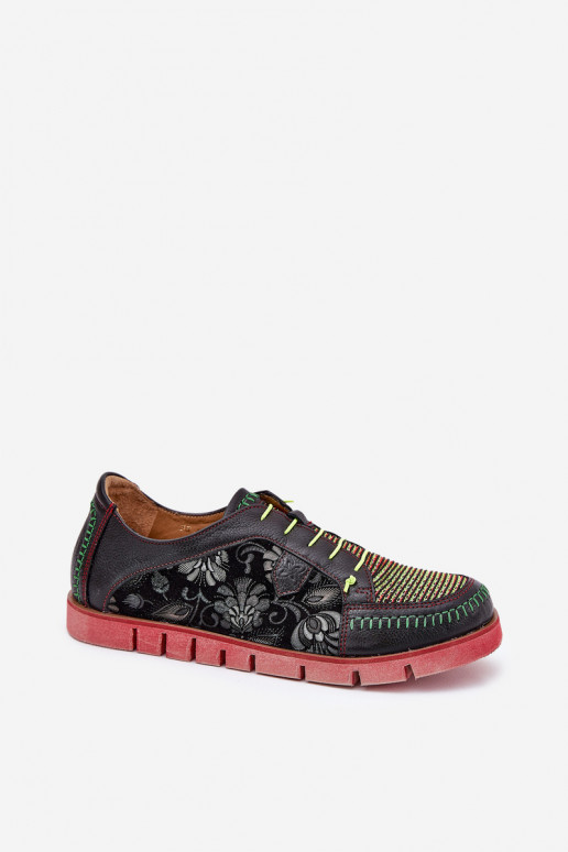 Leather Women's Shoes Patterned Maciejka 06784-20 Black Leather Women's Shoes Patterned Maciejka 06784-20 Black