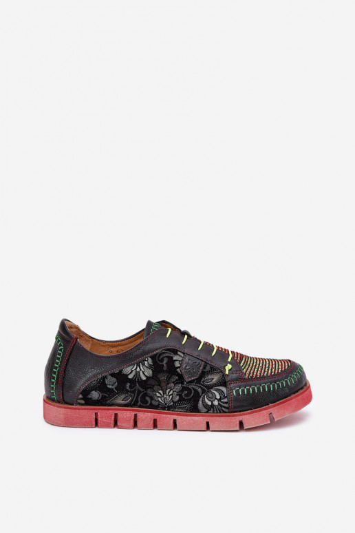 Leather Women's Shoes Patterned Maciejka 06784-20 Black Leather Women's Shoes Patterned Maciejka 06784-20 Black