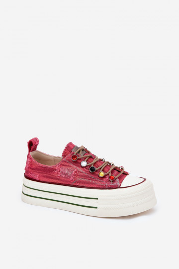 Women's Platform Sneakers Red GOE RR2N4104 2