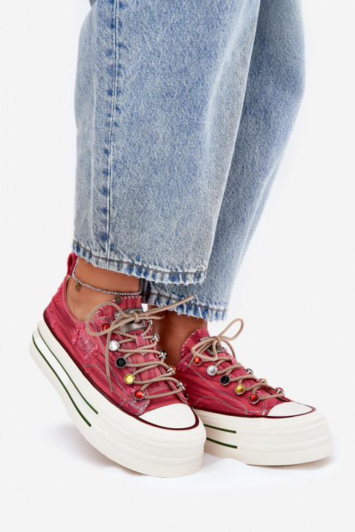 Women's Platform Sneakers Red GOE RR2N4104 Women's Platform Sneakers Red GOE RR2N4104