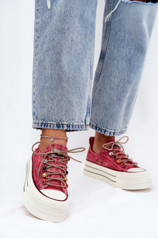 Women's Platform Sneakers Red GOE RR2N4104 Women's Platform Sneakers Red GOE RR2N4104