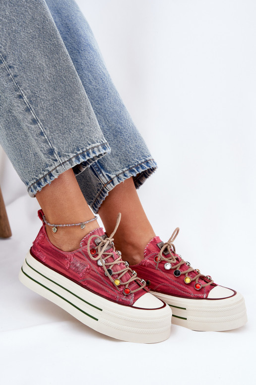 Women's Platform Sneakers Red GOE RR2N4104 Women's Platform Sneakers Red GOE RR2N4104