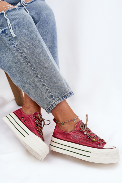 Women's Platform Sneakers Red GOE RR2N4104 Women's Platform Sneakers Red GOE RR2N4104