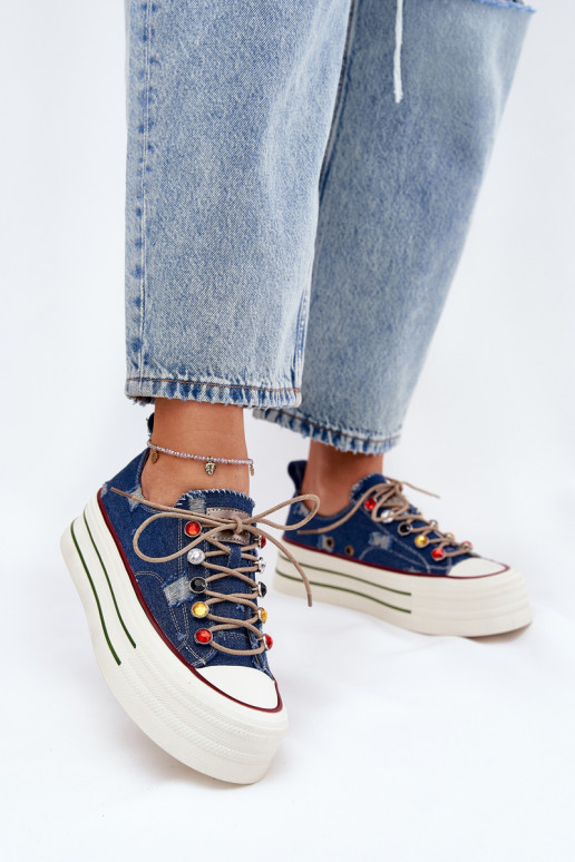 Womens Platform Sneakers GOE RR2N4103 Navy Womens Platform Sneakers GOE RR2N4103 Navy