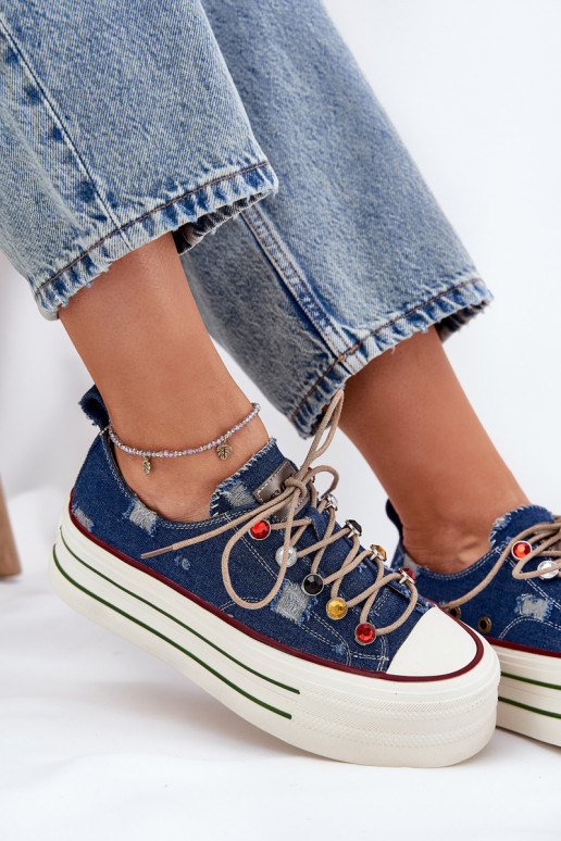 Womens Platform Sneakers GOE RR2N4103 Navy Womens Platform Sneakers GOE RR2N4103 Navy