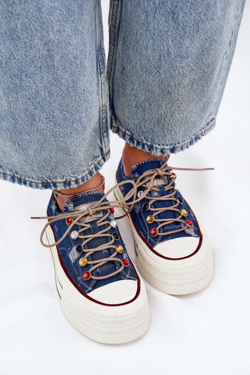 Womens Platform Sneakers GOE RR2N4103 Navy Womens Platform Sneakers GOE RR2N4103 Navy