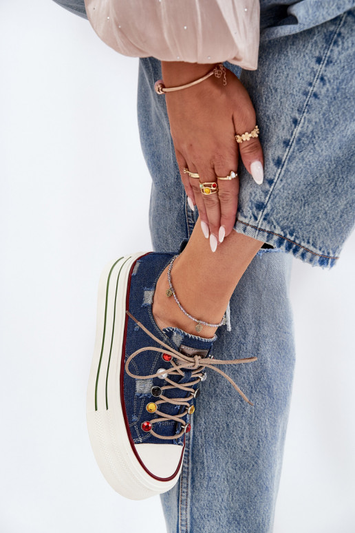 Trampki Damskie Na Platformie GOE RR2N4103 Granatowe