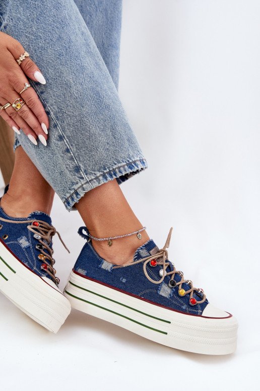 Womens Platform Sneakers GOE RR2N4103 Navy Womens Platform Sneakers GOE RR2N4103 Navy