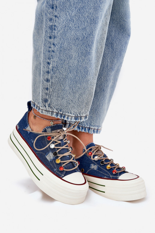 Womens Platform Sneakers GOE RR2N4103 Navy Womens Platform Sneakers GOE RR2N4103 Navy