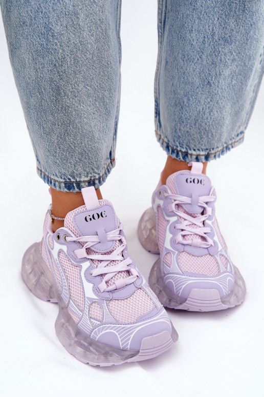 Women's Leather Sneakers GOE RR2N4081 Purple Women's Leather Sneakers GOE RR2N4081 Purple