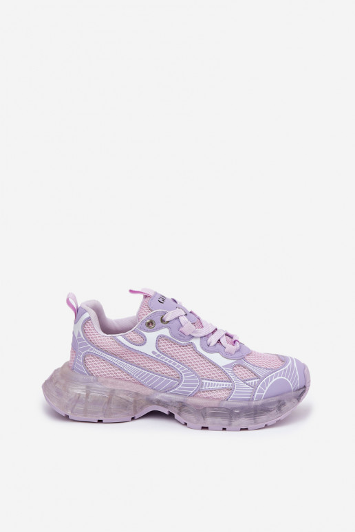 Skórzane Sneakersy Damskie GOE RR2N4081 Fioletowe