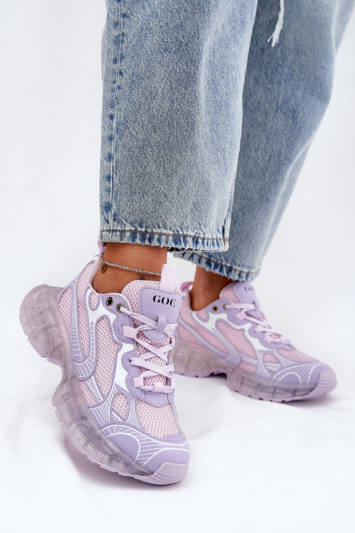 Skórzane Sneakersy Damskie GOE RR2N4081 Fioletowe